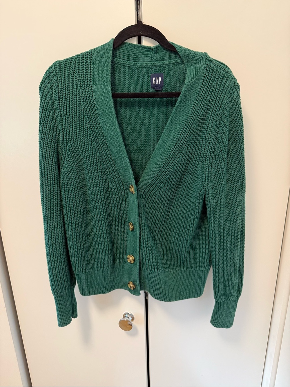 GAP Emerald Green Ribbed Button-Up Cardigan